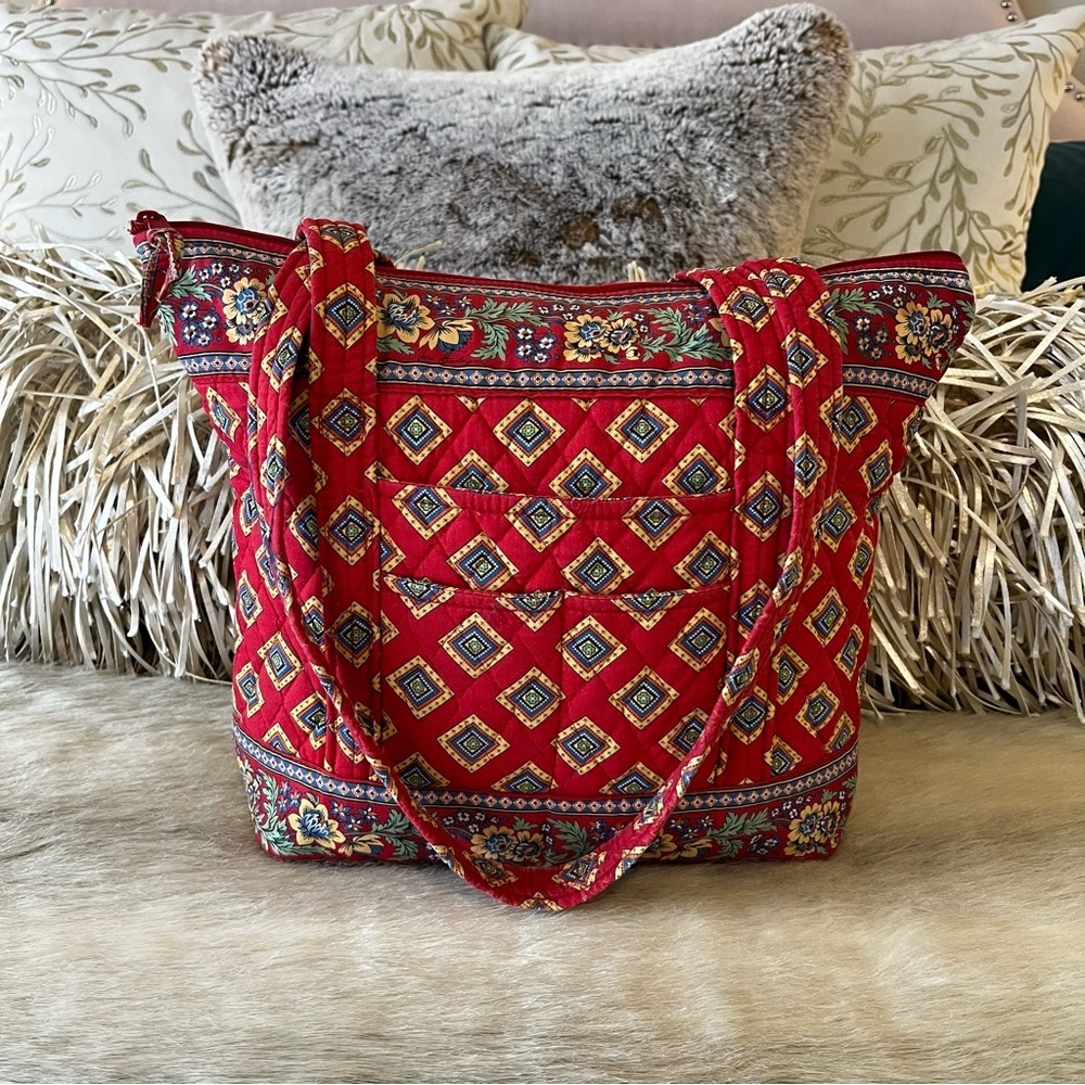 Vera Bradley Red Patterned Tote - image 1